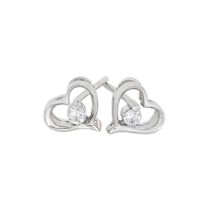 Diamantøredobber med hjerte i Gult/Hvitt Gull, 0,12ct TWSI