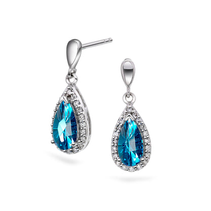 Diamantørepynt i 14kt Hvitt/Gult Gull med Topas og 0.20ct TW/SI Diamanter
