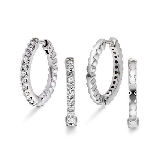 Diamantørepynt i Hvitt Gull (585), 0.37ct TW/SI Diamanter