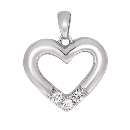 Allianse halssmykke med hjerte i hvitt gull, 0,03ct-0.25ct TWSI