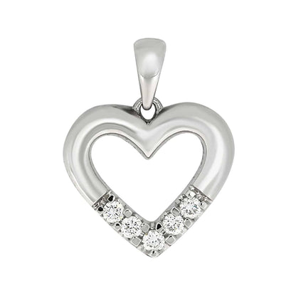 Allianse halssmykke med hjerte i hvitt gull, 0,03ct-0.25ct TWSI