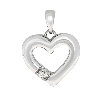 Allianse halssmykke med hjerte i hvitt gull, 0,03ct-0.25ct TWSI