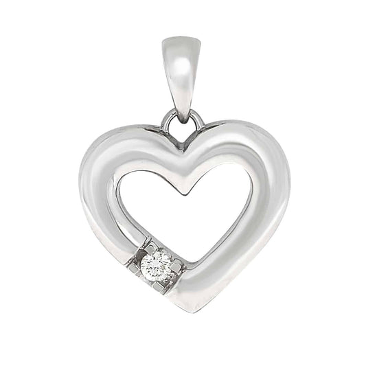 Allianse halssmykke med hjerte i hvitt gull, 0,03ct-0.25ct TWSI