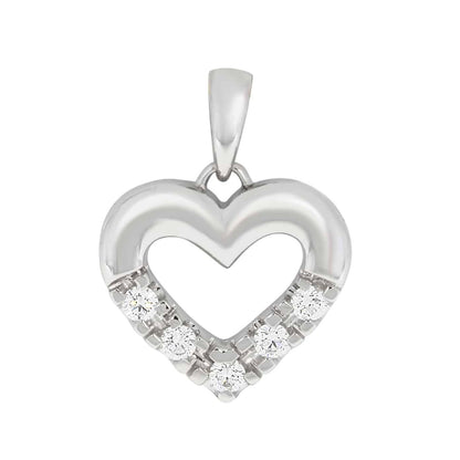 Allianse halssmykke med hjerte i hvitt gull, 0,03ct-0.25ct TWSI