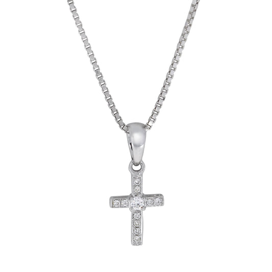 Korsanheng i 14kt Hvitt Gull,, 0.09ct TW/SI diamanter