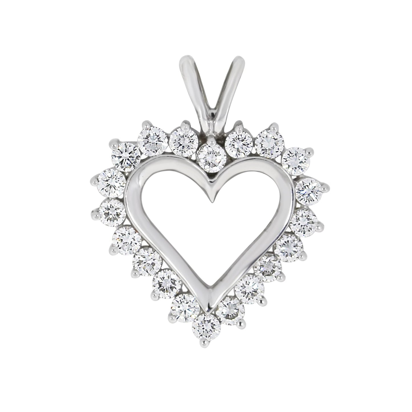 Halssmykke hjerte med diamanter i hvitt gull 0,25ct-1.50ct