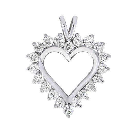 Halssmykke hjerte med diamanter i hvitt gull 0,25ct-1.50ct