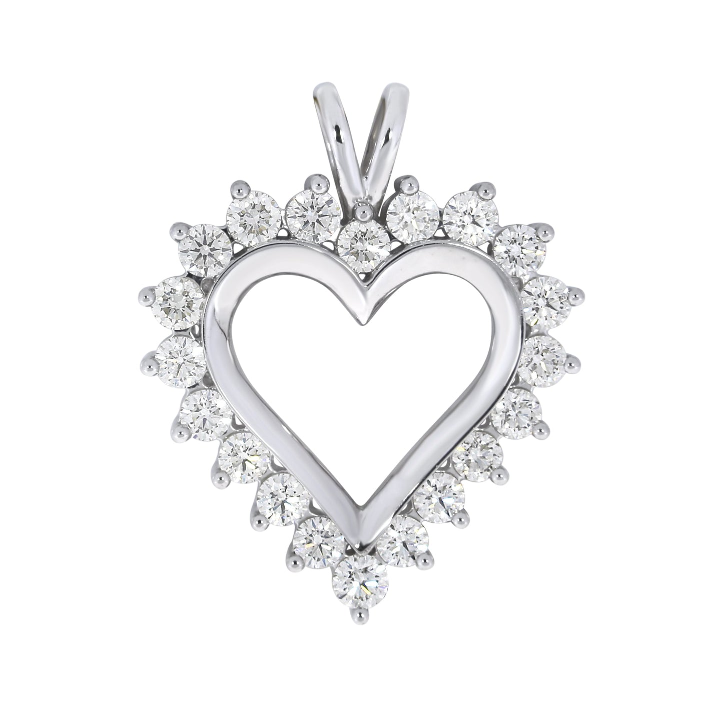 Halssmykke hjerte med diamanter i hvitt gull 0,25ct-1.50ct