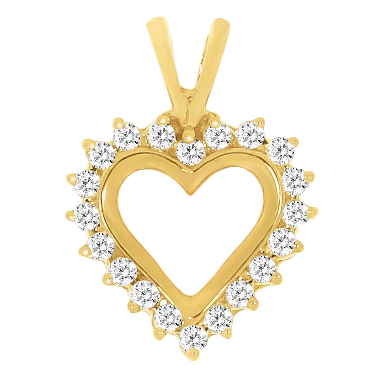 Hjerte halsmykke i gult gull, 0.25ct TW/SI