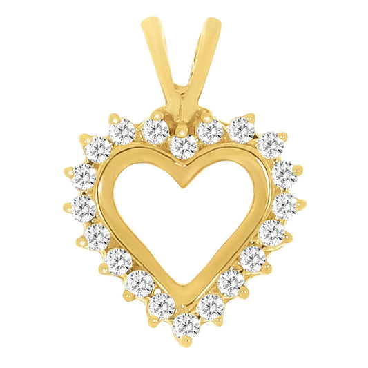 Hjerte halsmykke i gult gull, 0.25ct TW/SI