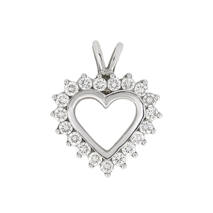Halssmykke hjerte med diamanter i hvitt gull 0,25ct-1.50ct