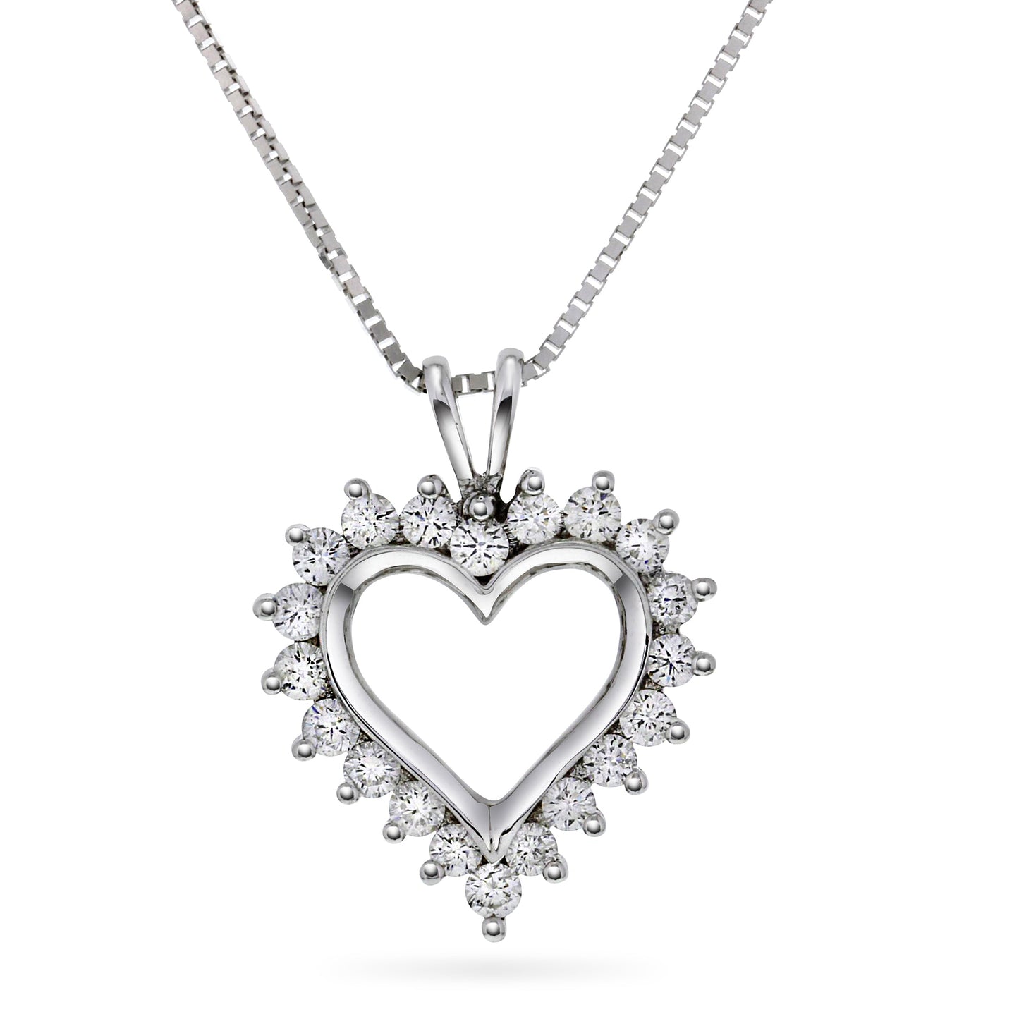 Halssmykke hjerte med diamanter i hvitt gull 0,25ct-1.50ct
