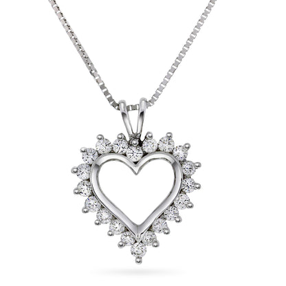 Halssmykke hjerte med diamanter i hvitt gull 0,25ct-1.50ct