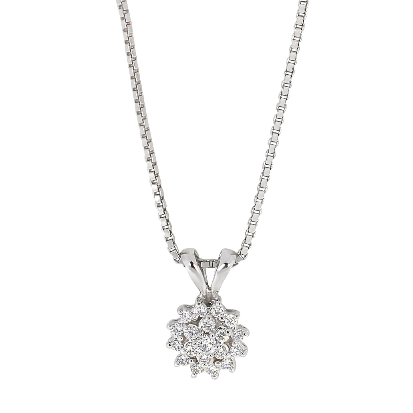 Diamant halssmykke Rosett i hvitt gull, 0.25ct TWSI