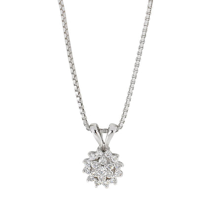 Diamant halssmykke Rosett i hvitt gull, 0.25ct TWSI