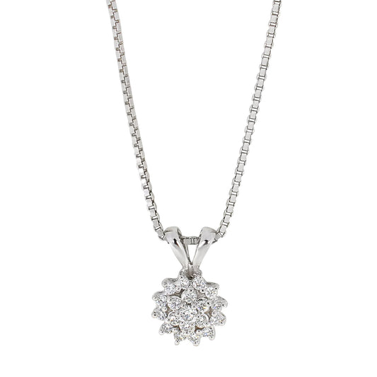 Diamant halssmykke Rosett i hvitt gull, 0.25ct TWSI