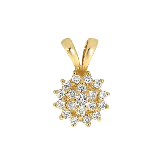 Diamant halssmykke Rosett i gult gull, 0.25ct TWSI - Diamanthuset