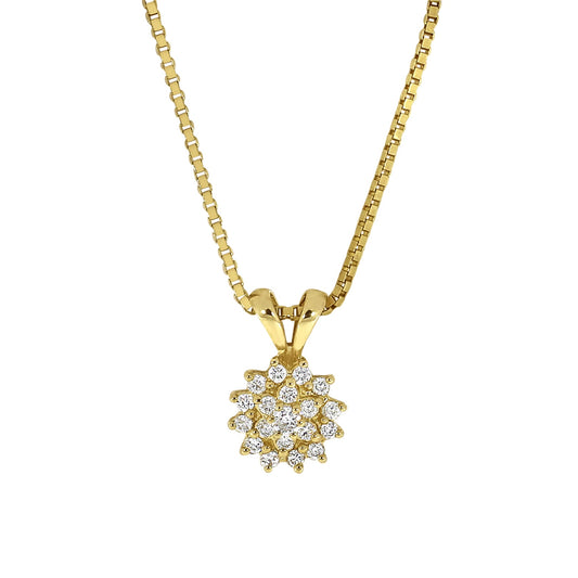 Diamant halssmykke Rosett i gult gull, 0.25ct TWSI
