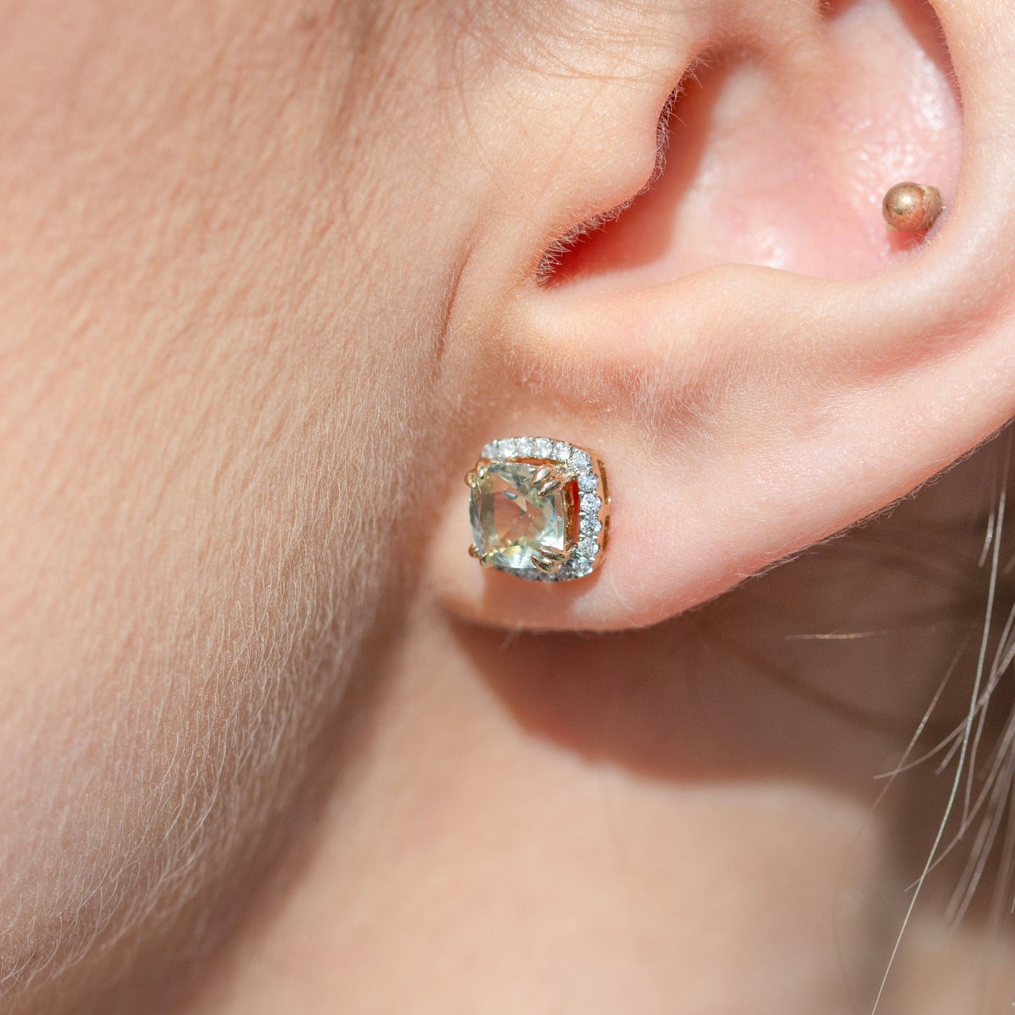 Bloom Diamantørepynt i Gult Gull - 0.30ct tw/si Diamanter - 2.10ct Grønn Ametyst  - 14kt Gull (585)