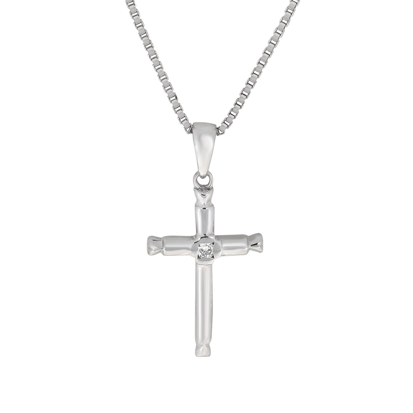 Korsanheng i 14kt Hvitt/Gult Gull,, 0.04ct TW/SI diamant