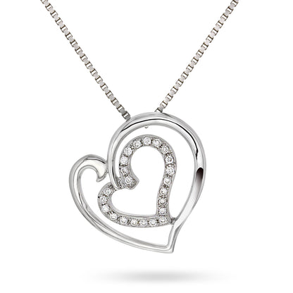 Hjerteanheng i 14kt Hvitt/Gult Gull,, 0.20ct TW/SI diamanter
