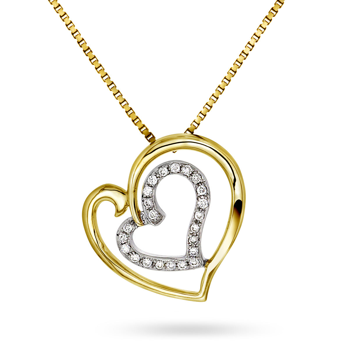 Hjerteanheng i 14kt Hvitt/Gult Gull,, 0.20ct TW/SI diamanter