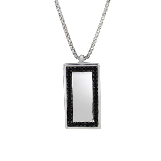 Herreanheng i 14kt Hvitt Gull,, 0,30ct Svart Spinell