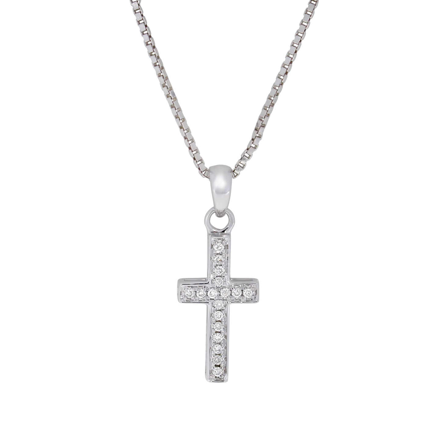 Korsanheng i 14kt Hvitt Gull,, 0.15ct TW/SI diamanter