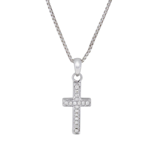 Korsanheng i 14kt Hvitt Gull,, 0.15ct TW/SI diamanter