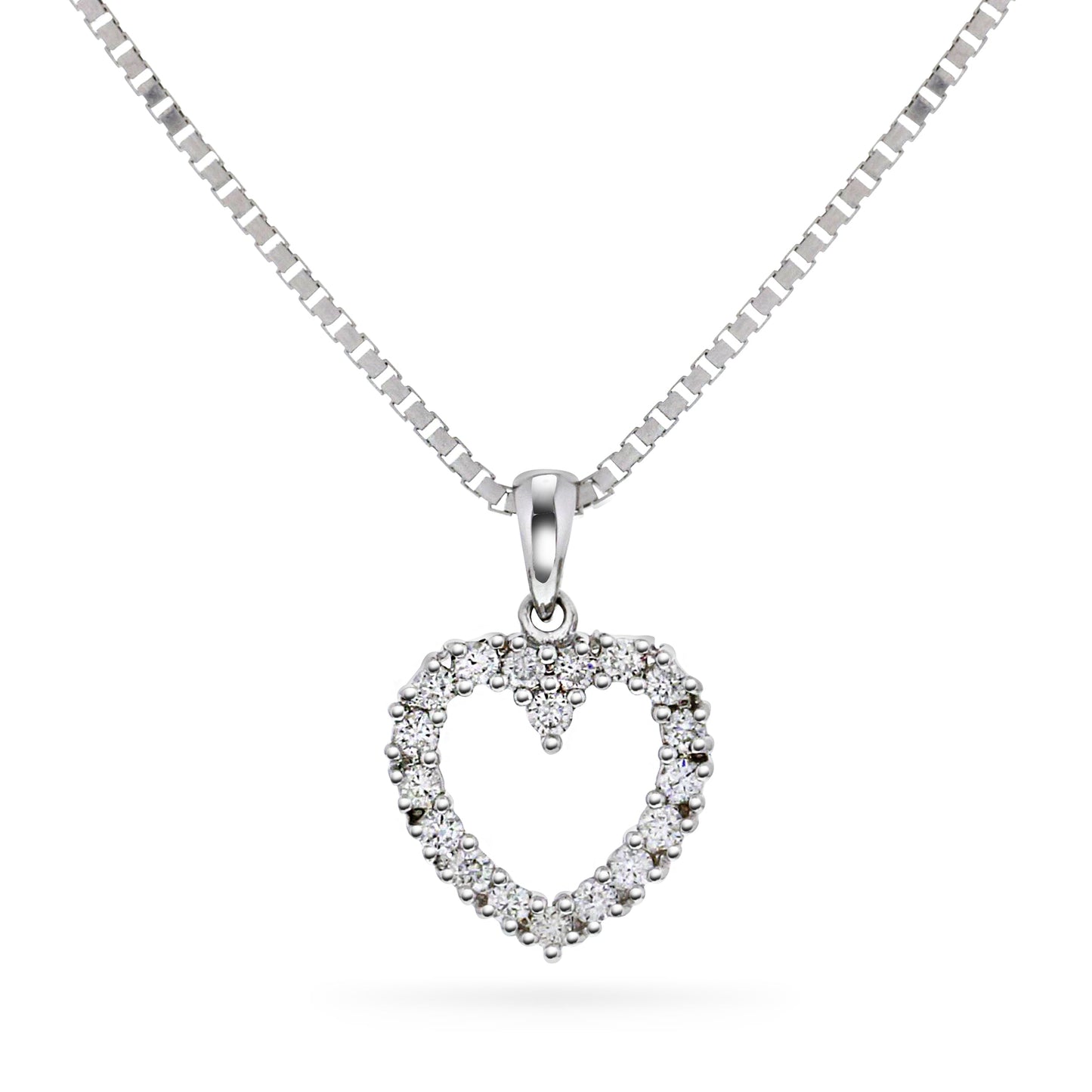 Hjerteanheng i 14kt Hvitt Gull,, 0.30ct TW/SI diamanter