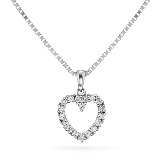 Hjerteanheng i 14kt Hvitt Gull,, 0.30ct TW/SI diamanter