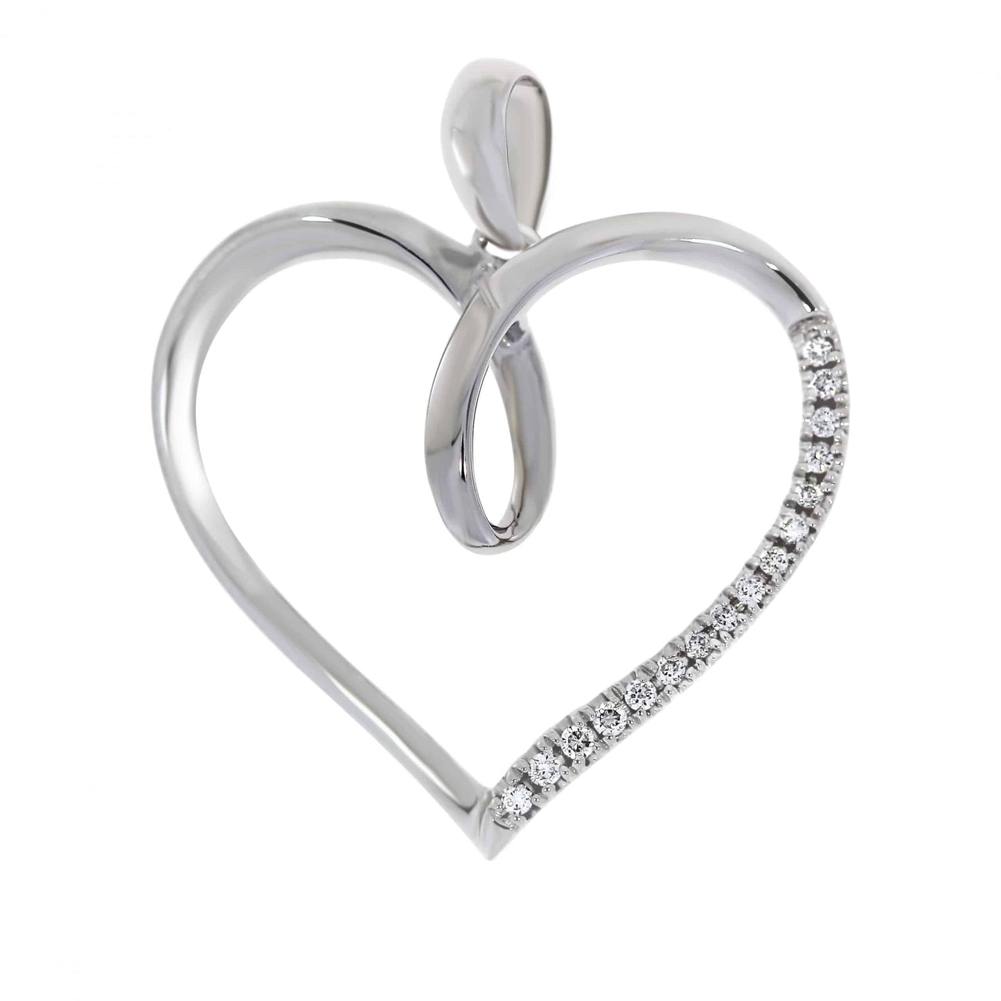 Diamant halssmykke med hjerte i hvitt gull, 0.08CT TWSI - Diamanthuset