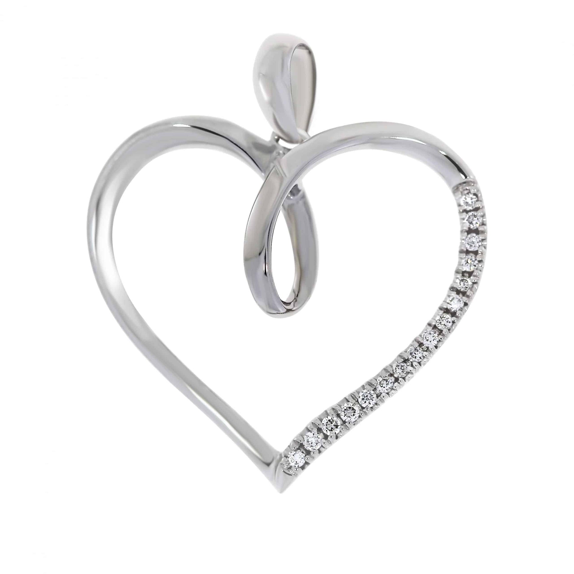Diamant halssmykke med hjerte i hvitt gull, 0.08CT TWSI - Diamanthuset