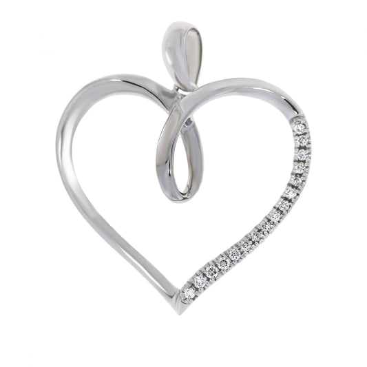 Diamant halssmykke med hjerte i hvitt gull, 0.08CT TWSI - Diamanthuset