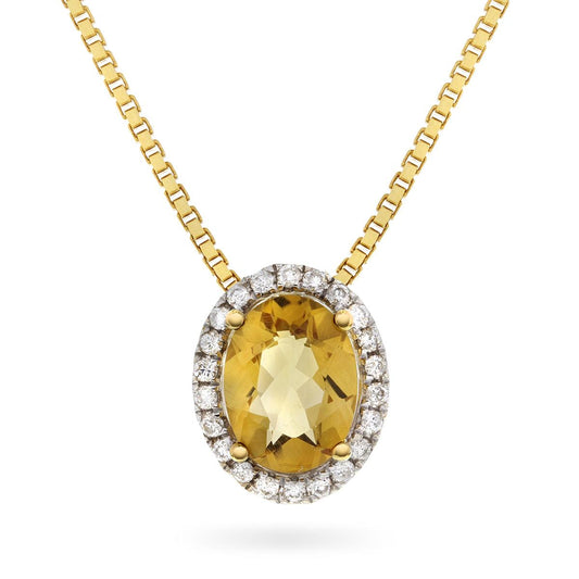 Diamantsmykke med 1,20ct Citrin - Diamanthuset