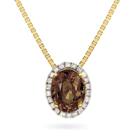 Diamantsmykke med 1,20ct Røyk Quarts- Diamanthuset