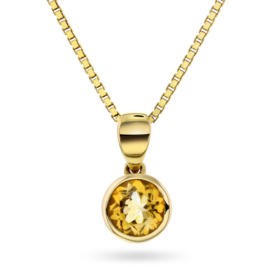 Halssmykke i Gult Gull (585) med 2.10ct Citrin