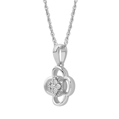 Diamanthalssmykke i hvitt og gult gull, 0.04ct TW/Si