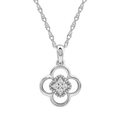 Diamanthalssmykke i hvitt og gult gull, 0.04ct TW/Si