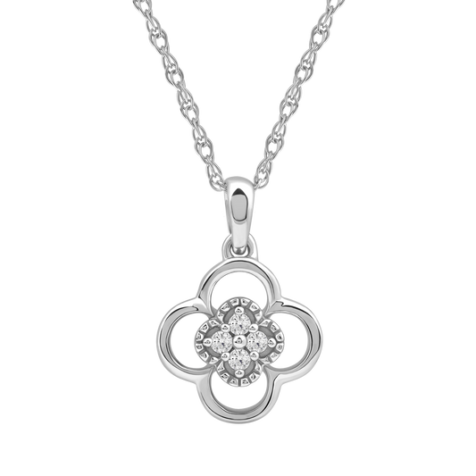 Diamanthalssmykke i hvitt og gult gull, 0.04ct TW/Si