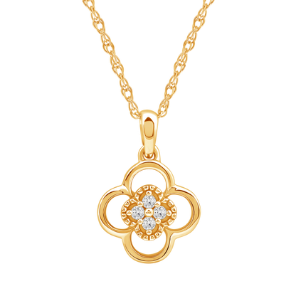 Diamanthalssmykke i hvitt og gult gull, 0.04ct TW/Si