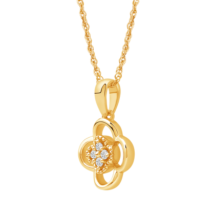 Diamanthalssmykke i hvitt og gult gull, 0.04ct TW/Si