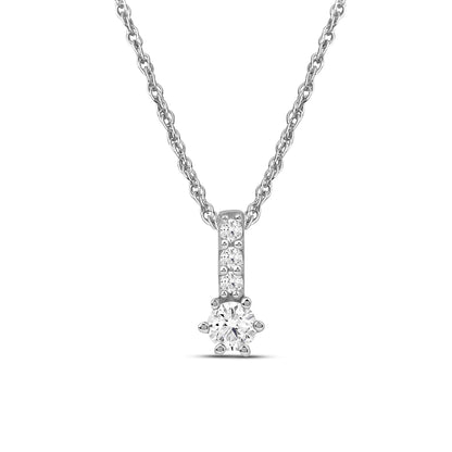 Diamanthalssmykke i hvitt og gult gull, 0.13ct TW/Si