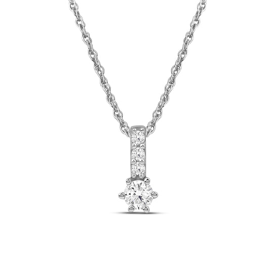 Diamanthalssmykke i hvitt og gult gull, 0.13ct TW/Si