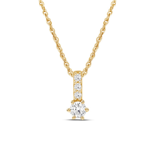 Diamanthalssmykke i hvitt og gult gull, 0.13ct TW/Si