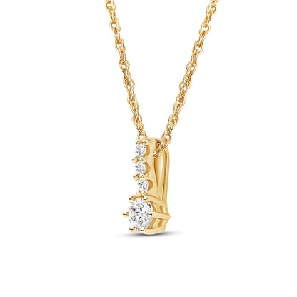 Diamanthalssmykke i hvitt og gult gull, 0.13ct TW/Si