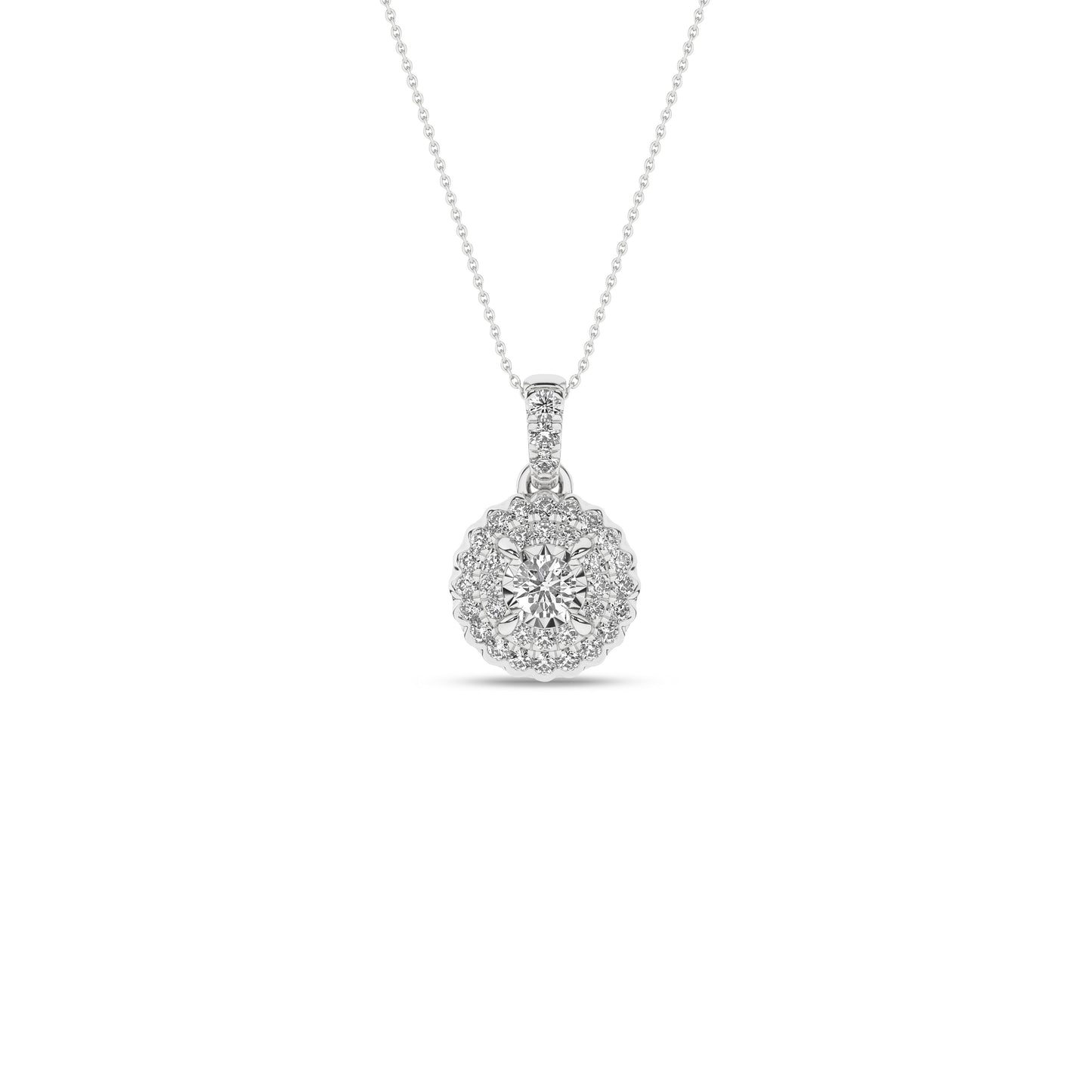 Rosett diamanthalssmykke i Hvitt/Gult Gull, 0,25ct TWSI