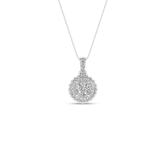 Rosett diamanthalssmykke i hvitt eller gult gull, 0,25ct TWSI