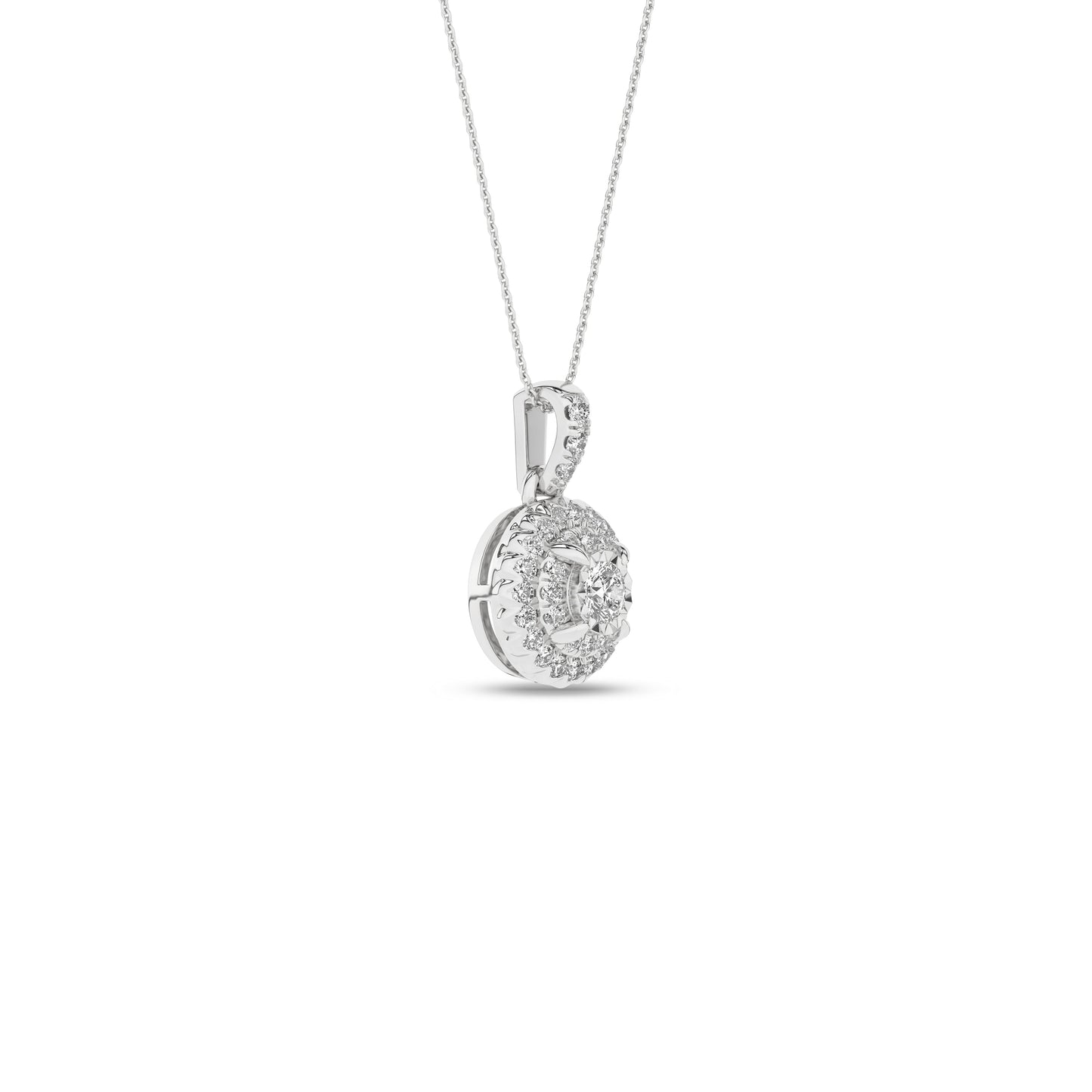 Rosett diamanthalssmykke i Hvitt/Gult Gull, 0,25ct TWSI
