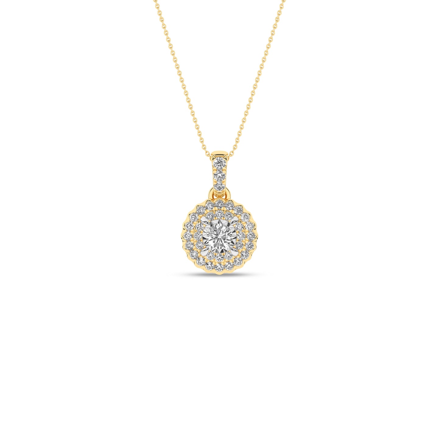 Rosett diamanthalssmykke i Hvitt/Gult Gull, 0,25ct TWSI